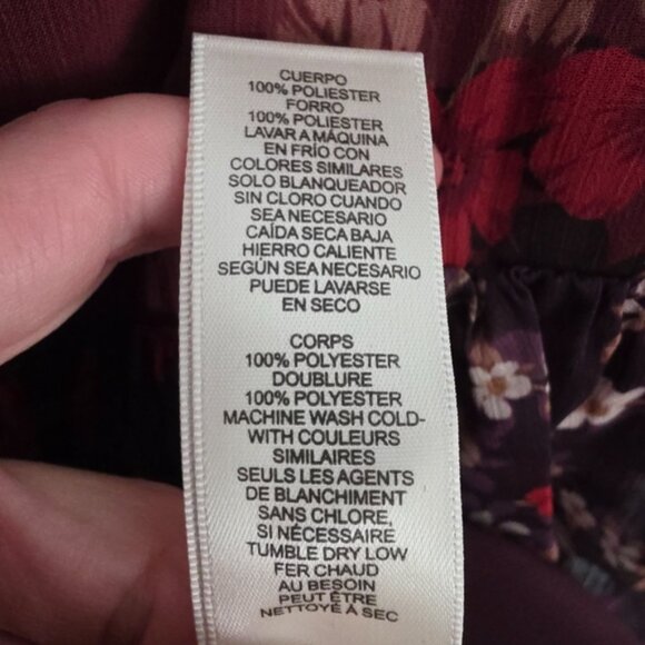 Eliza J Burgundy Floral Long Sleeve Tiered Dress Size 4 - Picture 12 of 12